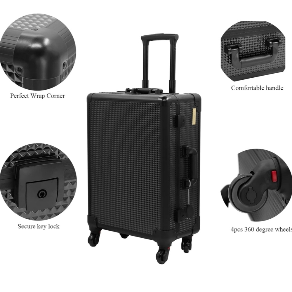 Portable Luggage Rolling Vanity Black Makeup Trolley W/ Mirror & Lights (NWOT)✨️ - Picture 5 of 5